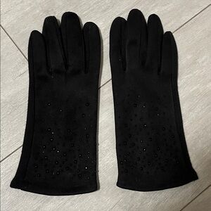 Sparkle Black Women's Stretch Gloves Touchscreen, Size S/M